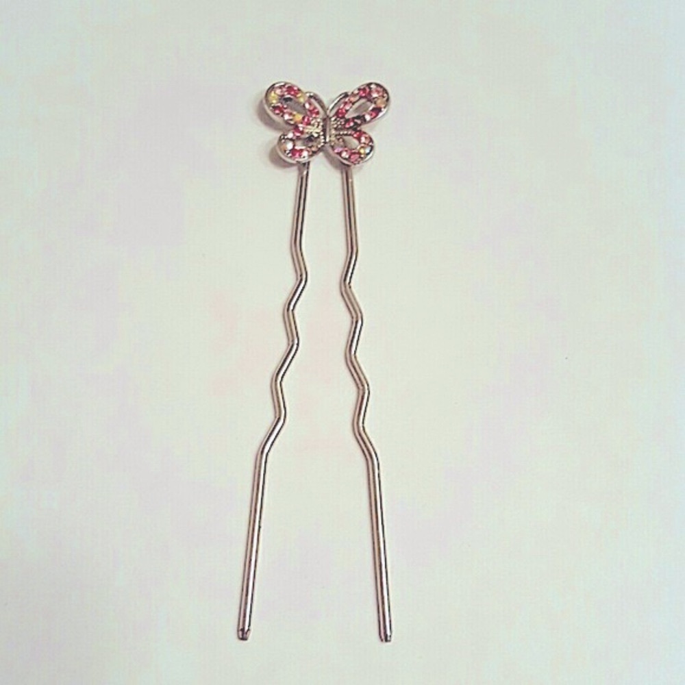 Pink and silver butterfly hair accessory